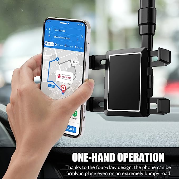 Rear View Mirror Rotatable and Retractable Car Phone Holder