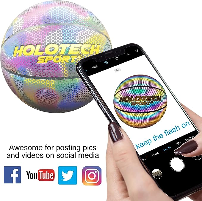 Holographic Glowing Reflective Basketball