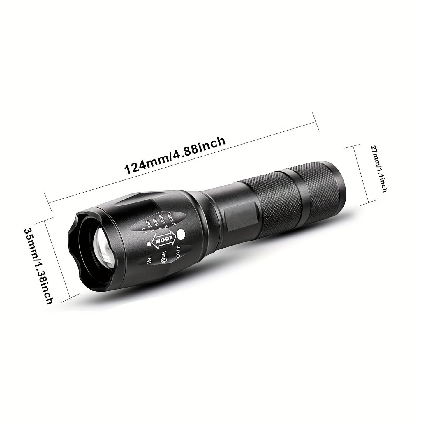 2000LM Waterproof Flashlight Built in Battery USB Charging