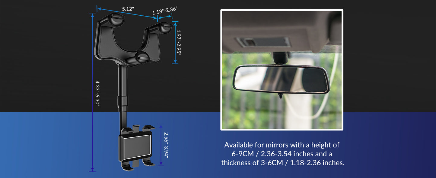 Rear View Mirror Rotatable and Retractable Car Phone Holder