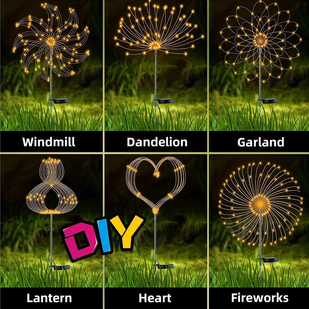 1 Pack IP65 Solar Firework Light Outdoor