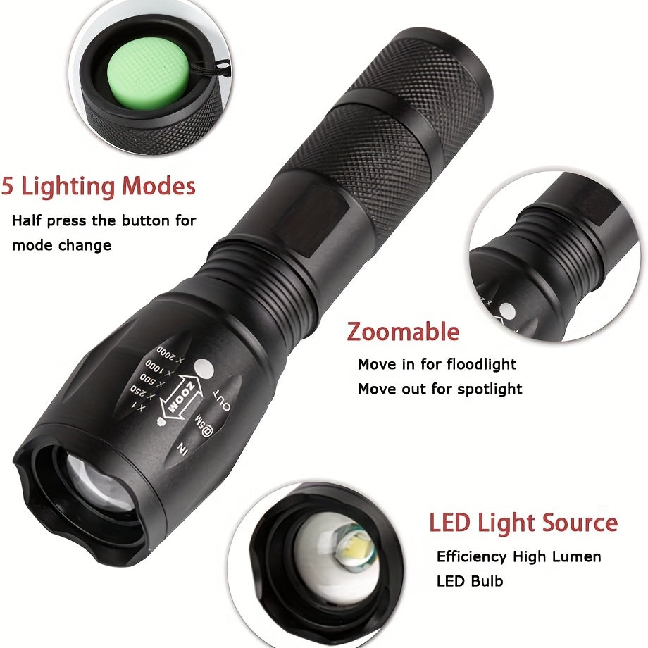 2000LM Waterproof Flashlight Built in Battery USB Charging