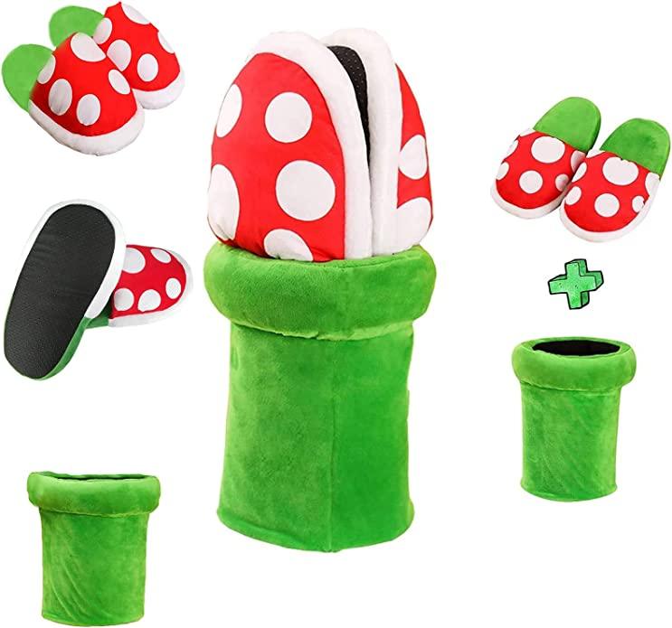 Plush Piranha Plant slippers for gaming