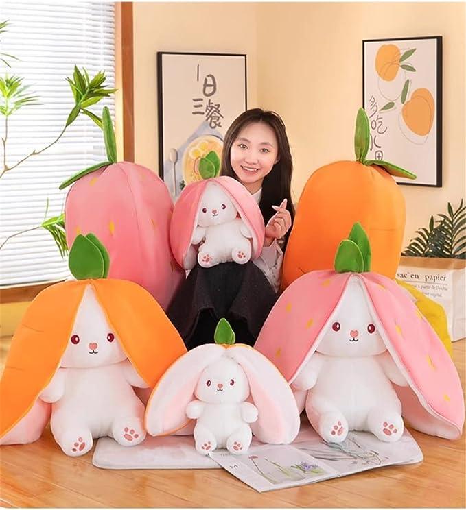 Reversible Carrot Rabbit & Strawberry Bunny Pillow - ShopAllurefy