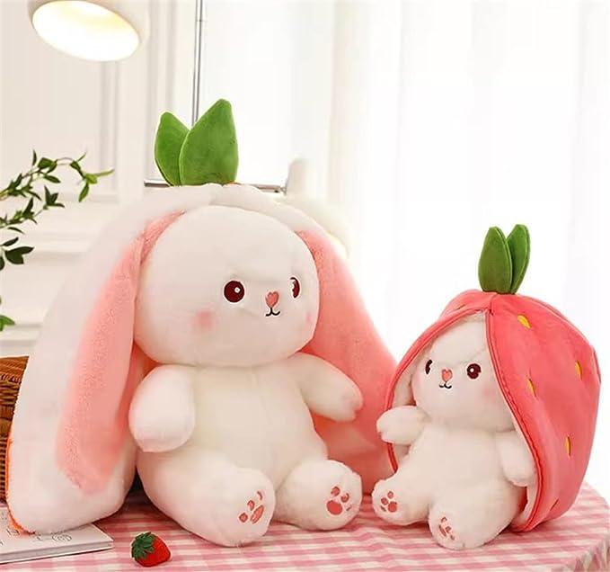 Reversible Carrot Rabbit & Strawberry Bunny Pillow - ShopAllurefy