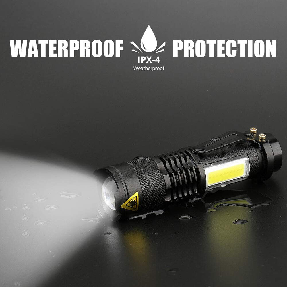 2000LM Waterproof Flashlight Built in Battery USB Charging